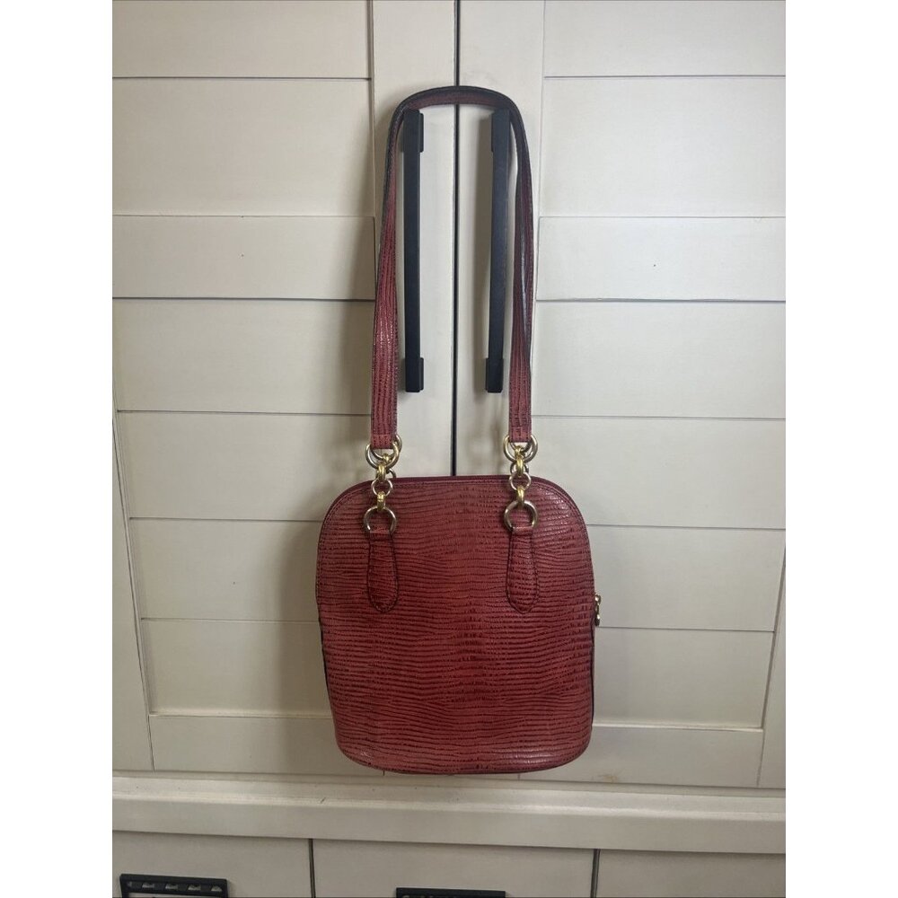 CRISTIAN MADE IN ITALY Genuine Leather Burgundy Red Dome Shaped Shoulder Bag - Picture 2 of 15